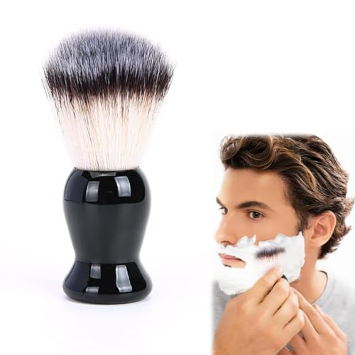 GNALIA Jabón Afeitar Hombre - Brocha De Afeitar Profesional Para Barba, Cepillo De Espuma De Afeitar Negro, Accesorio De Regalo Para Hombres, Longitud 10.5 Cm, 1 Unidad.