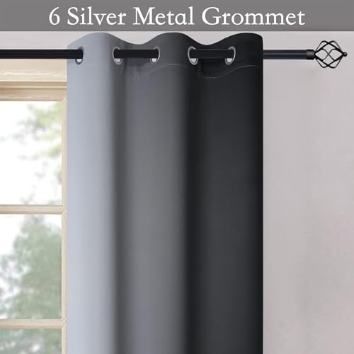 Image of SimpleHome Ombre Room Darkening Curtains for Bedroom, Gradient Black to Grey White Light Blocking Thermal Insulated Grommet Window Curtain /Drapes for Living Room,2 Panels, 52x45 inches Length