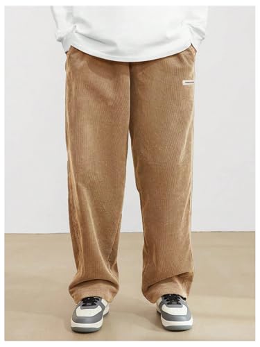 Men's Corduroy Sweatpants Casual Drawstring Waist Straight Leg Pants with Pockets4