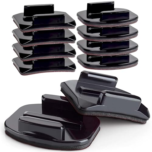 MyGadget Support GoPro - 5X Fixations adhésives Droites & 5X courbées - avec Protection adhésive Double Face - idéal pour Sport & Casques de Moto ou de Ski