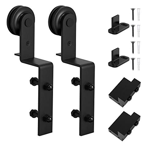 WINSOON Sliding Barn Door Hardware Rollers, Single Track Bypass System 2Pcs Hangers Hardware Accessories, I Shape Design Roller KIt Cover