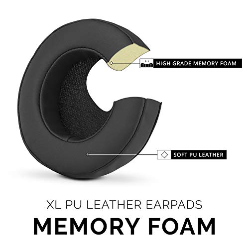 Image of Brainwavz XL Large Replacement Memory Foam Earpads - Suitable for Many Other Large Over The Ear Headphones - Sennheiser, AKG, HifiMan, ATH, Philips, Fostex, Sony (Black Pleather)