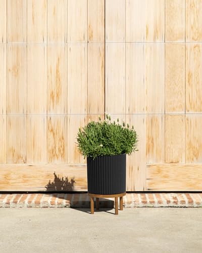 Veradek-Demi-Series-Round-Planter-w-Stand-for-PorchPatio-Durable-Plastic-Concrete-Wooden-Stand-Modern-Decor-for-Tall-Plants-Flowers Veradek Demi Series Round Planter w Stand for PorchPatio Durable Plastic Concrete Wooden Stand Modern Decor for Tall Plants Flowers