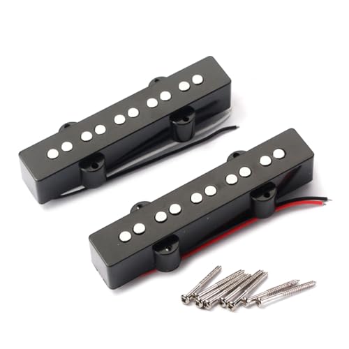 BESPORTBLE 5 String String Bass Pickup Set Open Style Electric Pickups for Jazz Jb Bass Guitar Wax Potted for Noise Reduction Easy Install with Screws Springs Standard Black
