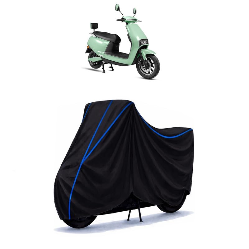 Image of Scooty Cover Water Resistant for Electric V2 | Universal Scooter & Bike Cover | Heavy Duty UV Dust, Rain & Scratch Protection | Elastic Fit All Weather Indoor Outdoor | Black with Blue Piping