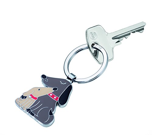 TROIKA DOG & DOGGY – KR18-05/BR – Schlüsselanhänger Hund, Welpe – der beste Freund des Menschen – Metallguss/Emaille– glänzend – verchromt – beige, braun – TROIKA-Original
