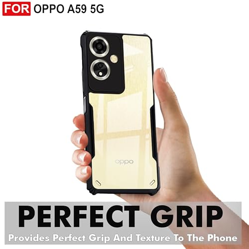 Image of Zapcase Back Case Cover for Oppo A59 5G | Compatible for Oppo A59 5G Back Case Cover | Clear Case with Camera Protection | (TPU + PC | Matte Black)
