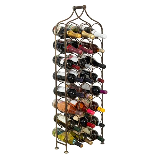 Biscottini Porte-bouteilles à vin en fer forgé noir L36 x PR16 x H106 – Cave à vin blanc antique – Porte-bouteilles de vin capacité 24 bouteilles