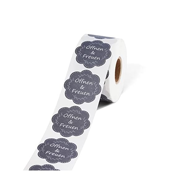 Öffnen und Freuen Aufkleber 600 Stück 40mm Blumenförmige Etiketten auf Rolle Geschenkaufkleber Selbstklebend ideal für Geschenkverpackung,Hochzeit,Überraschung,Individuelles Design – Bild 8