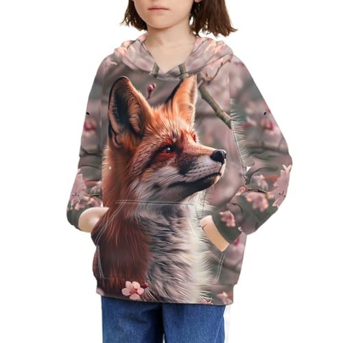 Boys Girls 3D Wolf Print Casual Pullover Hoodies Hooded Sweatshirts Tops Blouse with Pocket
