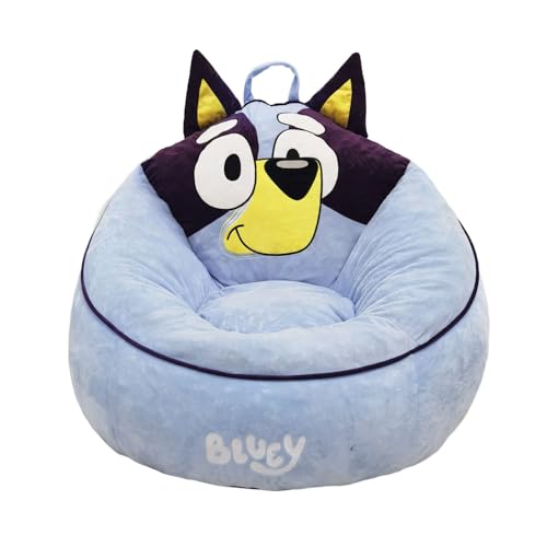 Bluey Kids Foam Filled Bean Bag Chair Soft Plush Character Lounge Seat for Bedroom or Playroom