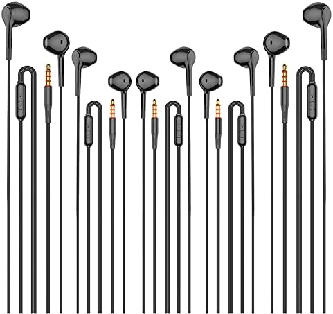 Earbuds Headphones 5 in One Pack, Wired Earbud with Heavy Bass Stereo Noise Blocking, Microphone, Compatible with iPhone, Android Phones, Laptops, Computers, iPad or Any Device with 3.5mm Interface