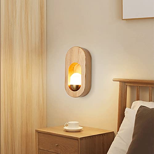Lámpara de pared de arte de madera nórdica para mesita noche 5