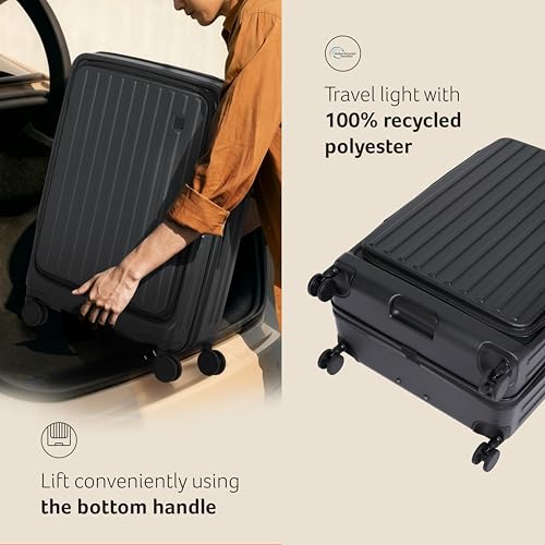 Image of Acer Barcelona Suitcase, 25 inch Check-in, with 360 Degree Spin 8 Wheels, TSA Lock, Top Opening, Expandable, Recycled Polyseter Material, Black