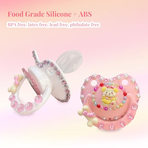 Image of 2 Pack Adult Sized Pacifier for Anxiety Cute Shaped Big Sized Pacifier with Long Chain