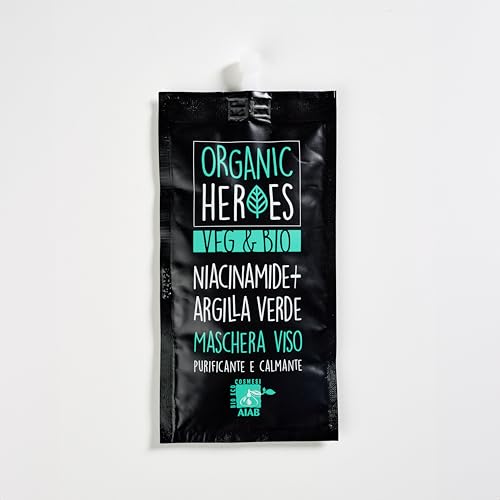 Organic Heroes | Mascarilla Facial Purificante y Calmante con Niacinamida y Arcilla Verde, fórmula bio y vegana, reequilibra el sebo, afina la textura de la piel y aporta frescura natural, 30 ml