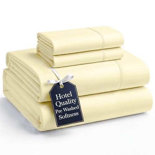 Casa Platino Sheets Full Size Bed Set Pre-Washed Full Size Sheet Ultra Soft & Breathable Full Bed Sheets Set Brushed Microfiber Cooling Sheets Full Size Sheets Set with Deep Pockets - Vanilla