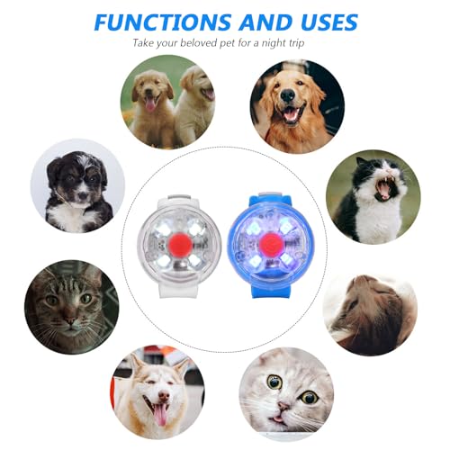 2 Stück Sicherheit Haustier Lichter, USB Wiederaufladbar LED Licht Leuchtanhänger Hund, 3 Blinkmodis Wasserdichte Blinklicht Hund für Hunde, Katzen（blau+weiß）