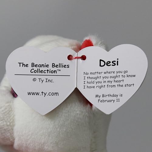 Ty Beanie Bellies-Peluche Desi der Bär 15cm-TY41047, TY41047, White, Rot, Small