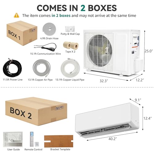Image of YITAHOME 20 SEER2 24000BTU Mini Split AC /Heating System 208-230V, Pre-charged Inverter AC Cool & Heat Up to 1500 Sq. Ft, Pure Design, Compatible with 3 Level Eco Mode, Complete Installation Kit, White