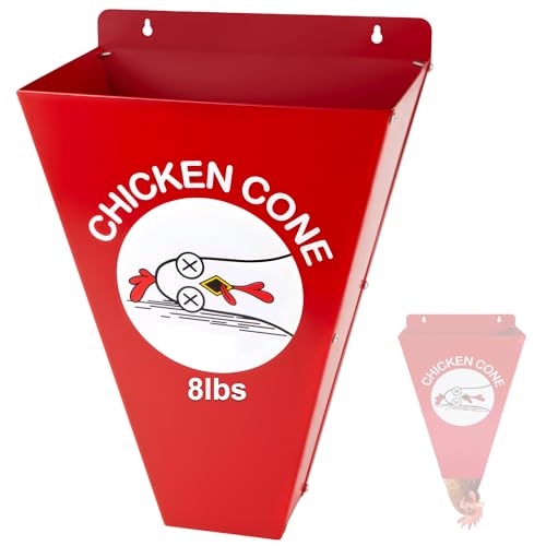Hipykat Medium Chicken Cone for Butchering Heavy Duty Metal Poultry Processing Equipment Chicken Restraining Kit for Up to 8 lbs Chickens Ducks Turkeys Small Poultry (Red)