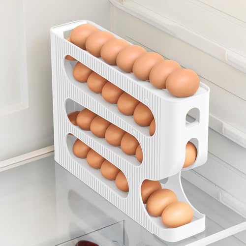MAKRIV Automatic Egg Rolling Dispenser, 4 Tier, 30 Eggs (WHITE-1 NEW)