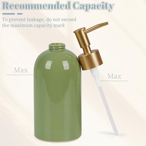 Image of Natheeph 14OZ Ceramic Soap Dispenser, White, Pump Dispenser for Bathroom /Kitchen, 200ml Liquid Capacity (Green)
