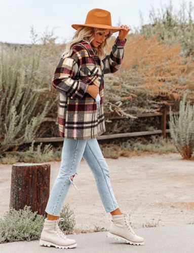 Magritta Womens Shirts Collared Long Sleeve V Neck Button Down Oversized Blouses Tops with Pockets4