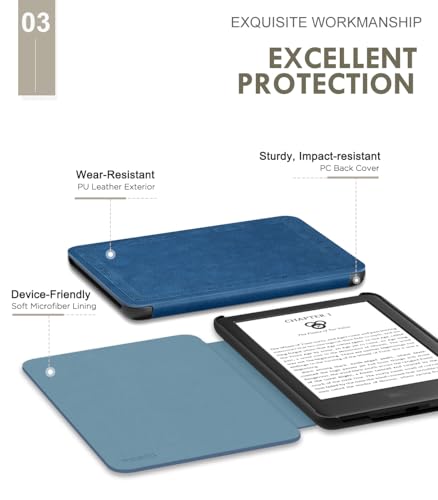 Image of MoKo Case Fits 6 inch e-Reader 2024 /2022 Lightweight Cover, Blue Vintage Twill