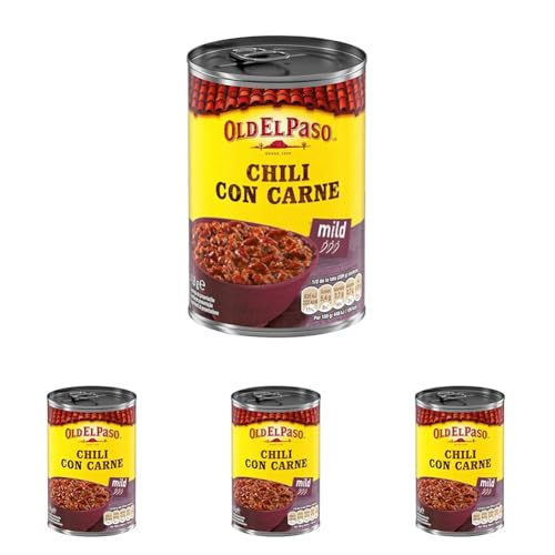 Old El Paso Chili Con Carne, Preparado con Alubias Pintas y Ternera, Picante Suave, 1 Lata x 418g (Paquete de 4)