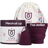 UVA 2 Reusable Menstrual Cup Heavy Flow Kit with Sterilizer - Size B - 10-Year Durable & Leak-Proof Silicone - Large Menstrual Cup, Sterilizer & Traveling Bag Period Cup Set