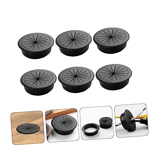 ORFOFE 6 piezas Caja para cables Bajo escritorio Organizador de cables Cubierta de orificio de aleación de zinc para escritorio PC miniatura 5