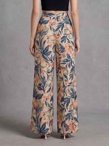 Image of HELLCAT Trousers for Women | Wide Leg Palazzo Pants | Printed High Rise Wide Leg Trouser | Korean Women Casual Vacation Bottom Wear - Pack 1