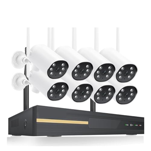 Equipo de videovigilancia de cámara CCTV inalámbrico HD de 3MP Kit de videovigilancia de Exterior bidireccional 8CH NVR P2P Conjunto de cámara de Seguridad IP(None,8CH NVR 8 Cameras)