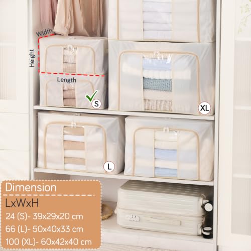 Image of HOKIPO 24L Cloth Organizer for Storage, Small Storage Box for Clothes, Cream Pack of 2 (AR-6669-CRM*2)