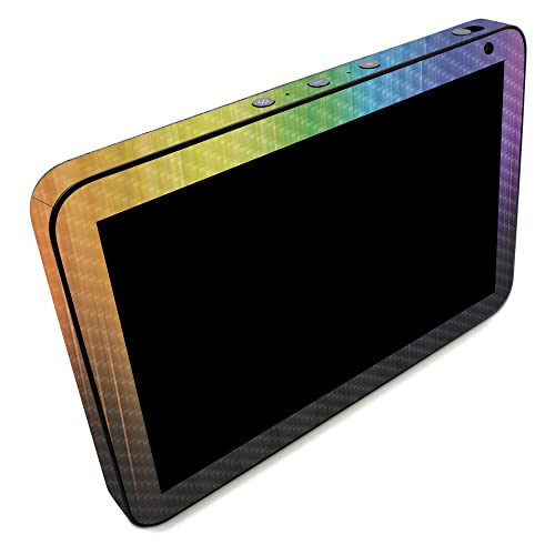 Image of MightySkins Carbon Fiber Skin Compatible with Amazon Echo Show 8 (Gen 2) - Rainbow Streaks | Protective, Durable Textured Carbon Fiber Finish | Easy to Apply