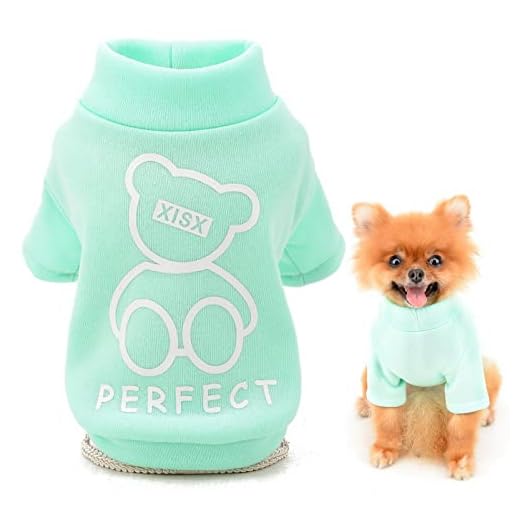 SMALLLEE_LUCKY_STORE Joli sweat-shirt en polaire pour chiens de petite et moyenne taille, chat, garçon, fille, yorkshire, chihuahua, chaton, vêtements chauds d'automne et d'hiver, vert, taille S