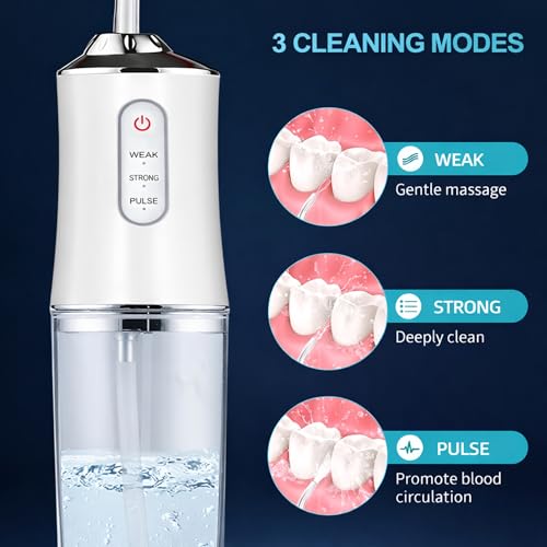 Image of VOCO Portable Water Flosser for Teeth | Oral Care Water Jet Flosser with Pressure Control and Water Tank | Rechargeable (White)