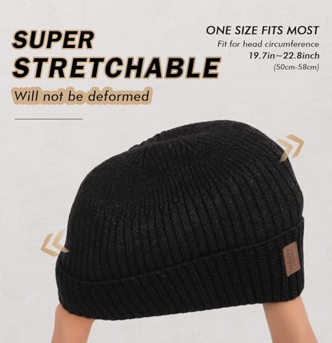 Image of Wmcaps Warm Beanie for Men Women, Fleece Lined Beanie Warm Winter Caps Unisex Fashion Knit Cuffed Cap