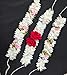 Artificial Flower Hair Cloth Gajra, White and Pink with Red Roses, Set of 3