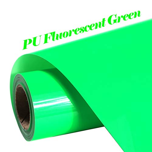 FUNKAKA Neon Green HTV Heat Transfer Vinyl Rolls 12 x 9ft Fluorescent Green Iron on Vinyl for T-Shirt Stretchy PU HTV Vinyl for All Cutter Machines Easy to Cut & Weed for Heat Vinyl Design