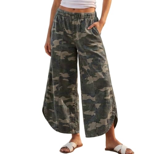 Bootcut Jeans Women Y2K Cropped Pants Comfy Wide Leg Elastic Waist Jeans - image 2