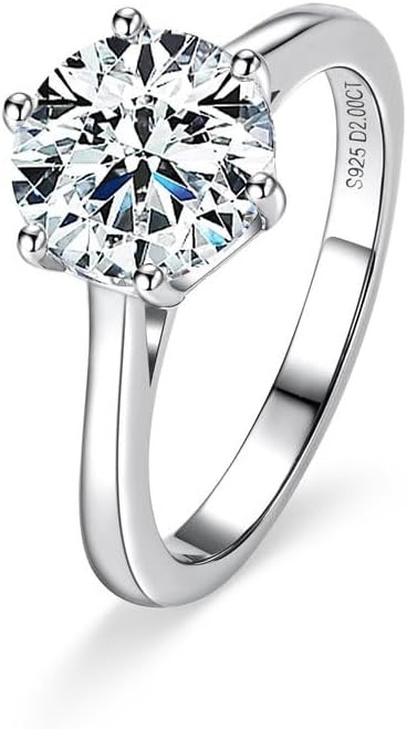 JIHANNA Solitaire Moissanite Engagement Ring, 4CT 3CT 2CT, 925 Sterling Silver with 14K White Gold Plated, D Color VVS1 Clarity, Round Cut Solitaire Ring