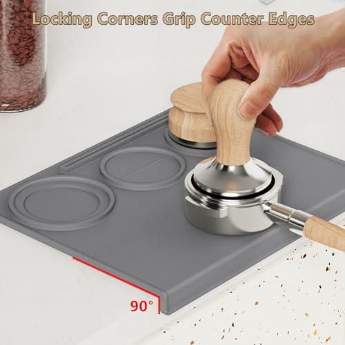 Image of Espresso Tamping Mat, Coffee Tamper Mat, Espresso Mat for Counter, Silicone Tamper Mat, Food-grade, Non-Slip, Waterproof, Heat Resistant (Gray, 25x20x2cm)