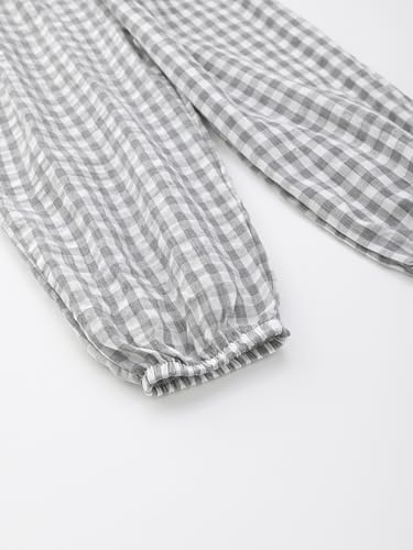 Image of BINIDUCKLING Toddler Pull Up Loose Gingham Girls Pants