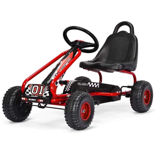 COSTWAY Gokart mit verstellbarem Sitz, Go Kart mit Handbremse,...