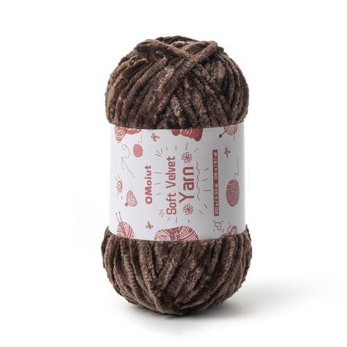 Image of 100g Fluffy Velvet Chenille Yarn for Crocheting and Knitting, 80m (87.5yd) Baby Yarn for Crocheting Soft, Crochet Chunky Yarns Amigurumi Yarns (Coffee)