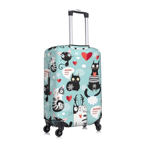 Black And White Cats Print Luggage Suitcase Cover Protector Luggage Washable Covers With Concealed Zipper3