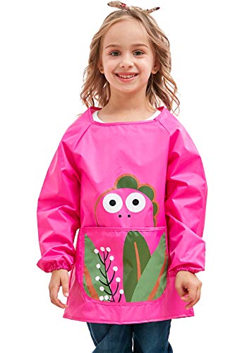 DAWNTUNG - Babi Impermeable Escolar Guardería para Niños Blusón Babero Infantil para Pintura Comer Delantal de Pintar con Estampado Lindo Escolar - 7-10 Años