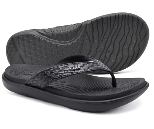 Image of KuaiLu Womens Flip Flops Arch Support Yoga Mat Cushioned Thong Sandals | Ladies Comfortable Walking Slides For Plantar Fasciitis Slip On Indoor Outdoor For Summer